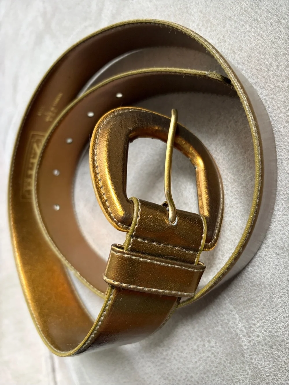 Ritz Metallic Gold Belt Oval Buckle L Vtg
